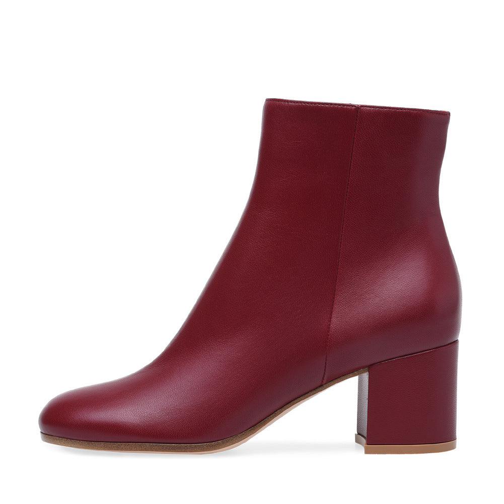EB | Damen Chunky Heel Rund-Toe Mittel-Hügel Stiefel