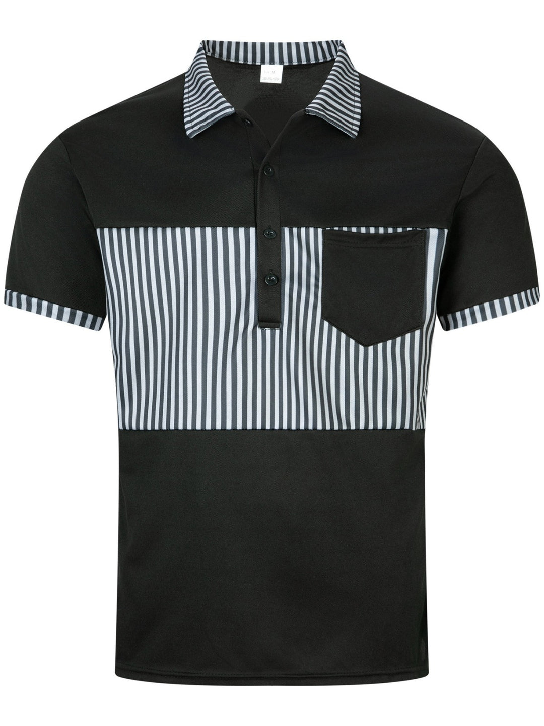 EB | Tasche Knopf Revers gestreiftes Farbschema T-Shirt