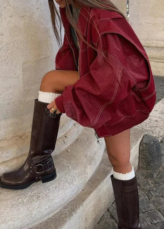 EB | Weinroter Reißverschlussjacke