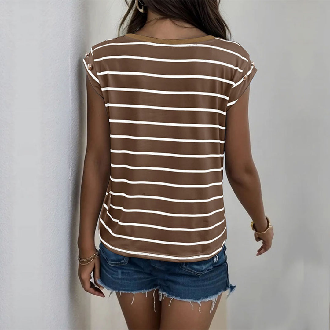 EB | Ärmelloses gestreiftes T-Shirt Frauen