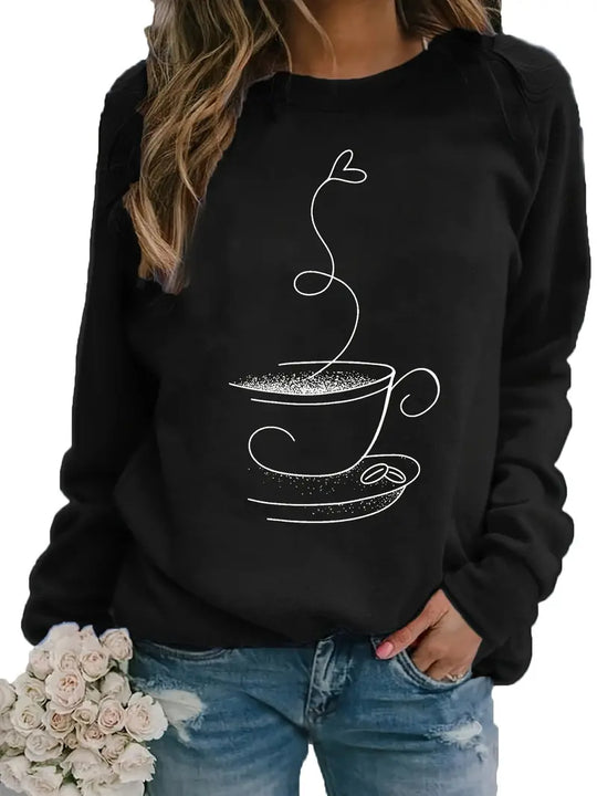EB | Gemütliches Kaffee Grafisch Sweatshirt