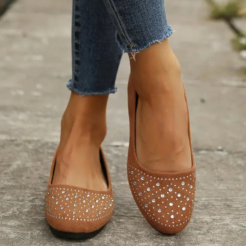 Orthopädische flache Puppenschuhe für Frauen mit Kristall EB EB