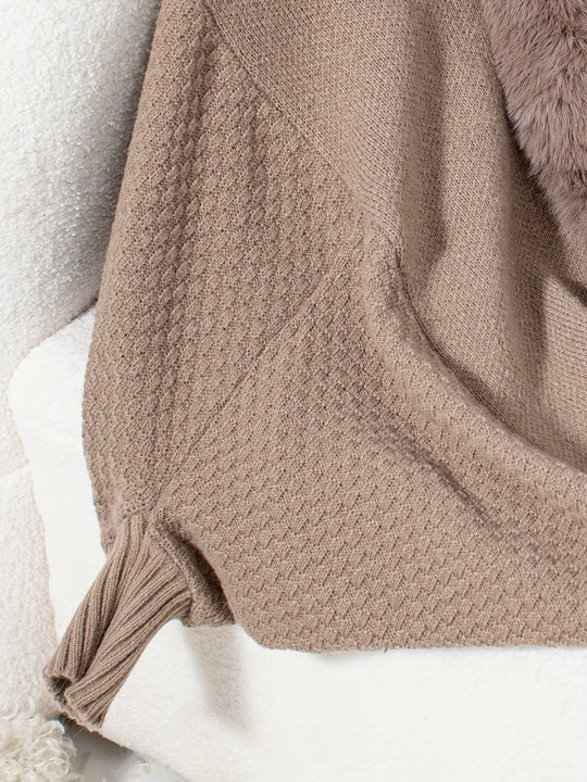 EB | Faux Fur Cardigan mit Schal Kragen Akryl Warm und Elegant