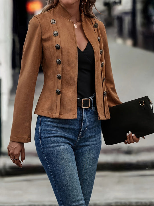 EB | Militärisch Inspirierte Blazer mit Knopfdetails Polyester Stilvoll und Scharf
