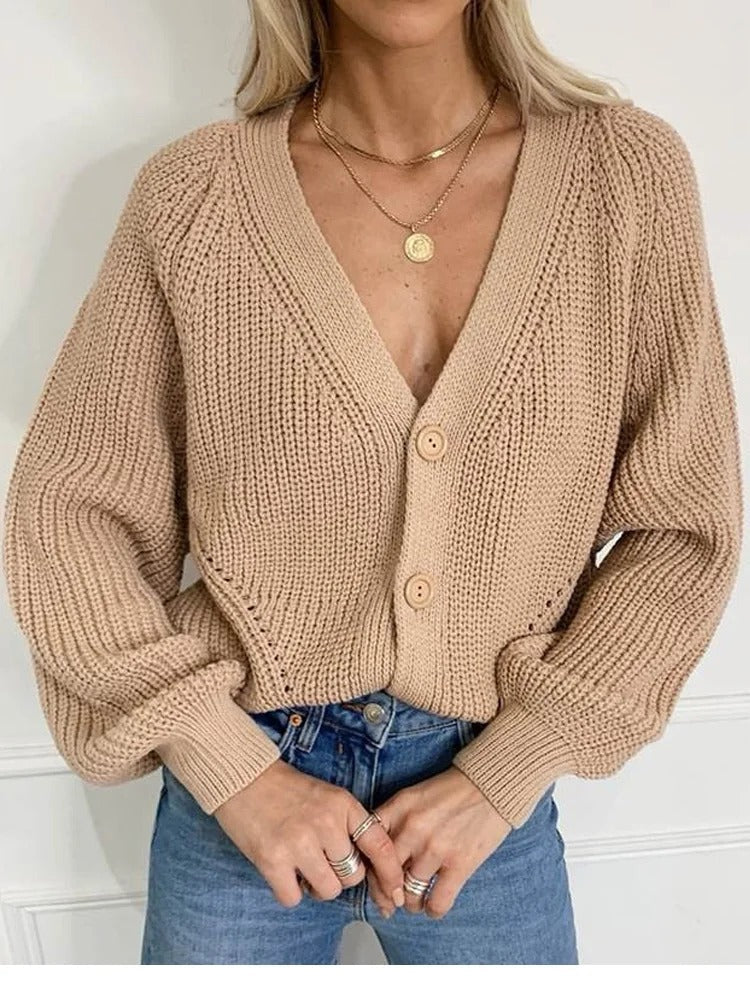 EB | Damen Strickjacke mit Puffärmeln