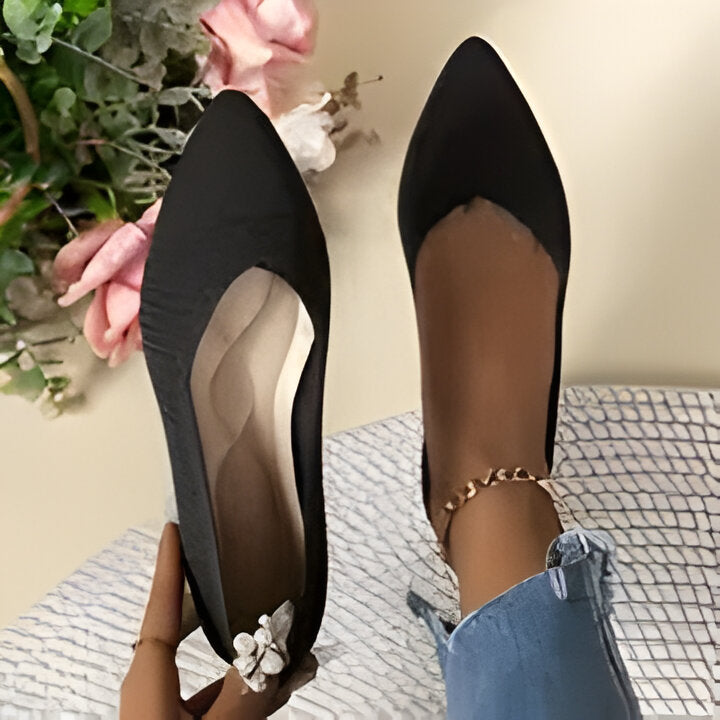 Charmaine | Damen Mode flache Schuhe, Casual Pointed Toe Knit Flats EB