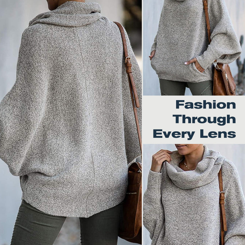 EB | Gemütlicher Batwing-Pullover mit Wasserfallausschnitt und Taschen