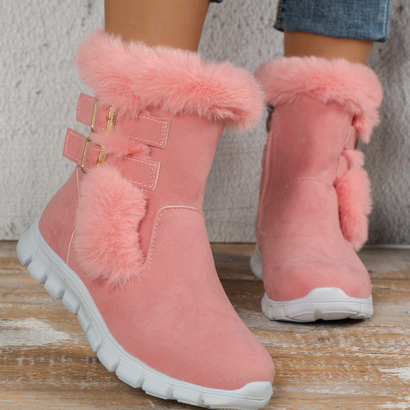 Stilvolle Winterstiefel mit Fellbesatz und Schnallen EB EB