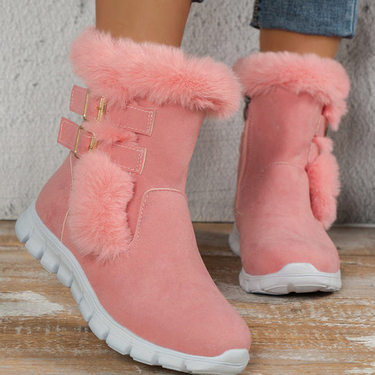 Stilvolle Winterstiefel mit Fellbesatz und Schnallen EB EB