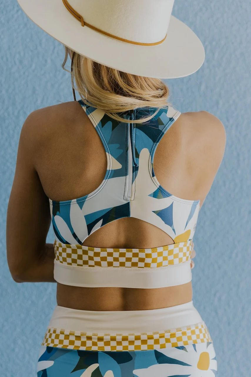 EB | Gestreiftes Reißverschluss-Rücken Schick Bikini Set