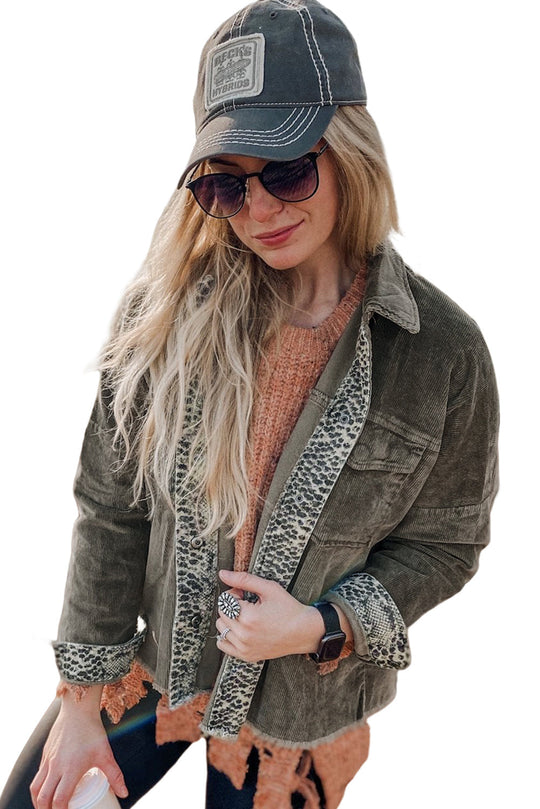 EB | Samtjacke mit Tierdruck Details Stilvoll und Einzigartig Ideal für Den Alltag