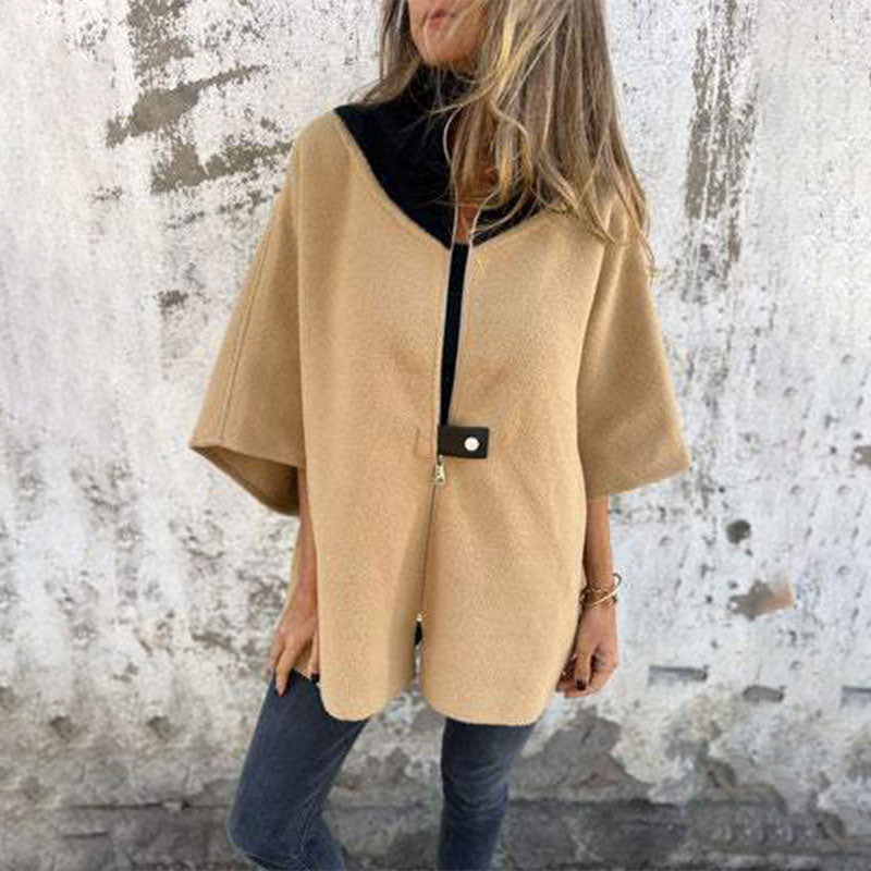 EB | Stylischer Zweifarbiger Langmantel für Elegante Lagenlooks