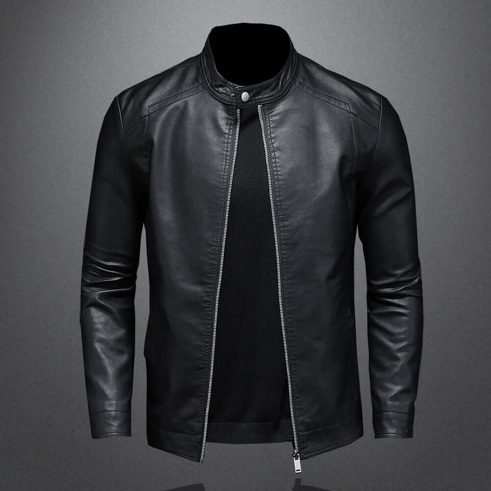 EB | Klassischer Stil Kunstleder Bikerjacke für Männer