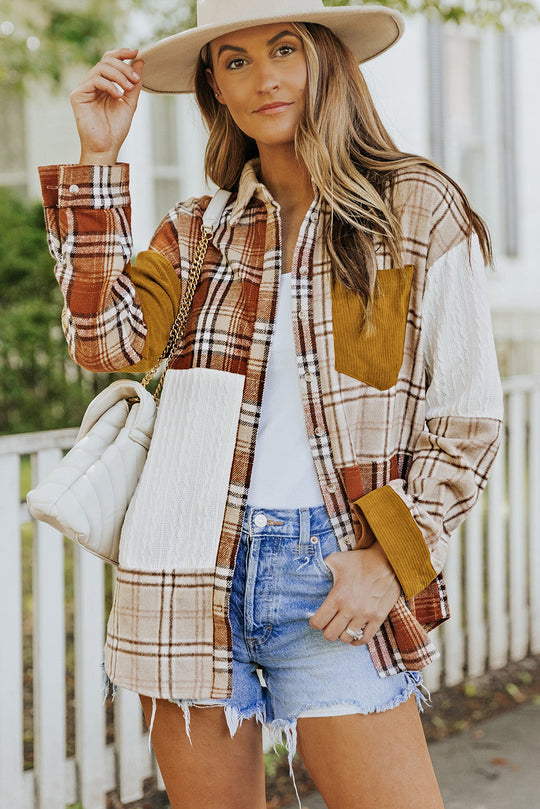 EB | Gitterhemde mit Patchwork-details Baumwollmischung Perfekt für Layering