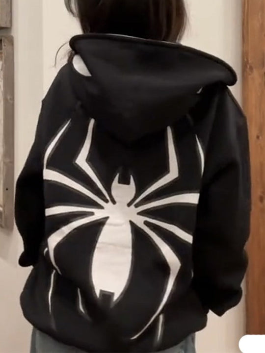 EB | Hoodie mit Reißverschluss Und Spinnenprint