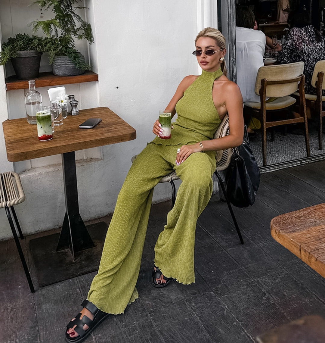 EB | Halsoberteil Hose mit weitem Bein zweiteiliges Set