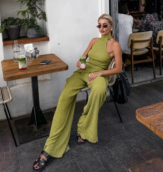 EB | Halsoberteil Hose mit weitem Bein zweiteiliges Set