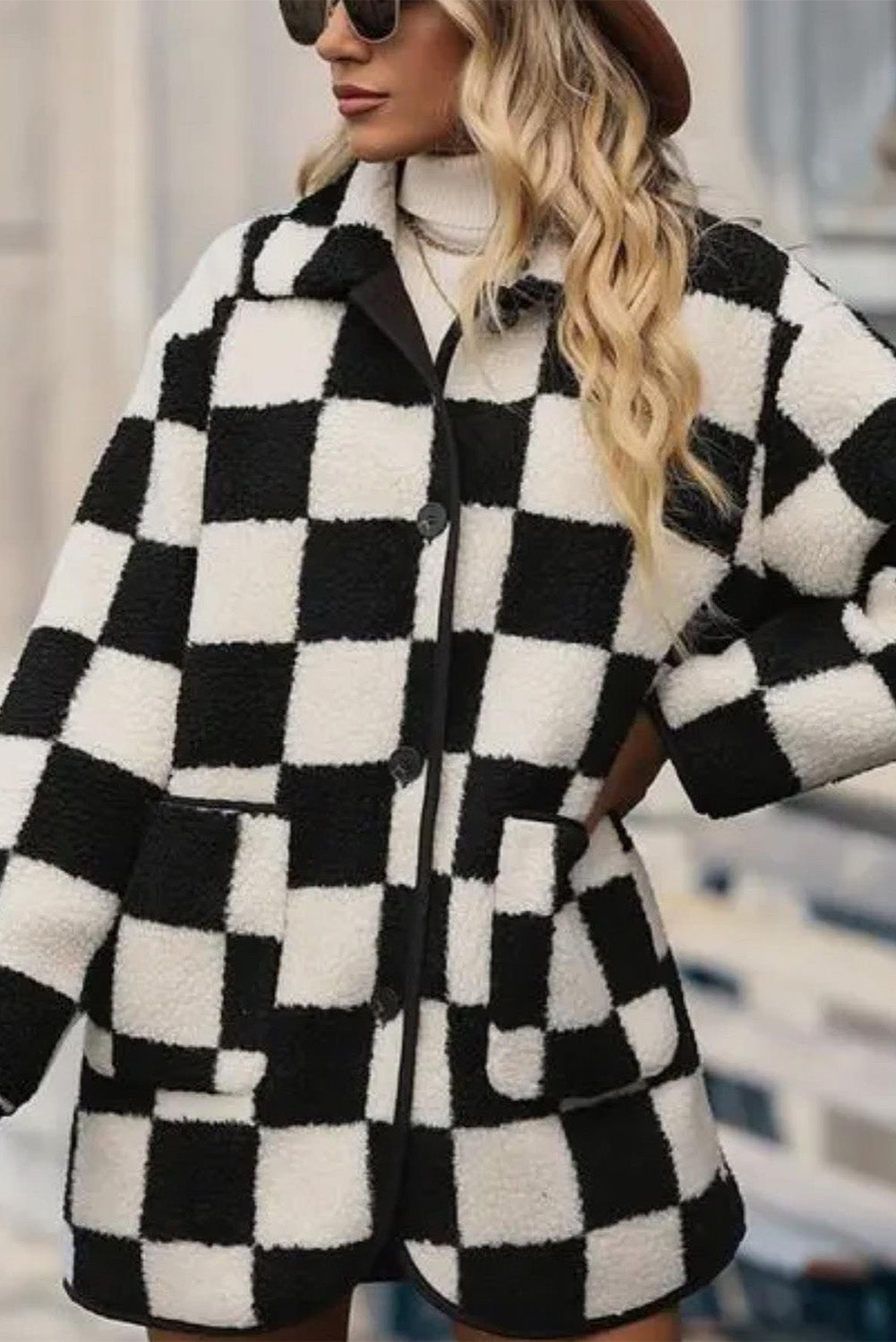 EB | Gitter Sherpa Jacke Polyester Warm und Trendy Produktbeschreibung: