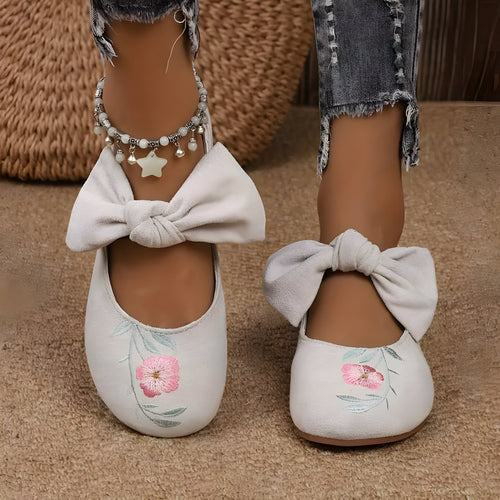 Felicidad | Modische flache Schuhe mit Blumenstickerei für Frauen EB