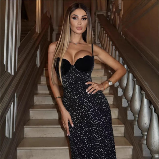 EB | Kontrastfarbenes Kleid mit Polka-Dot-Print