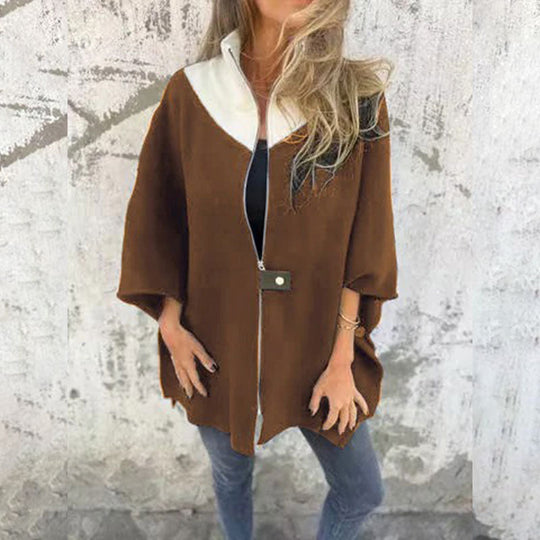 EB | Stylischer Zweifarbiger Langmantel für Elegante Lagenlooks