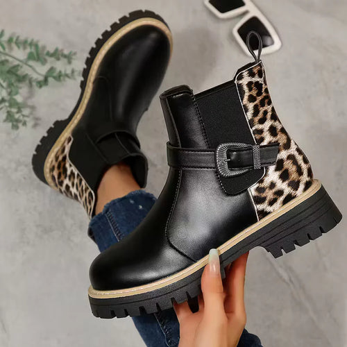 Retro-Stiefeletten mit Schnalle und dicken Absätzen EB EB