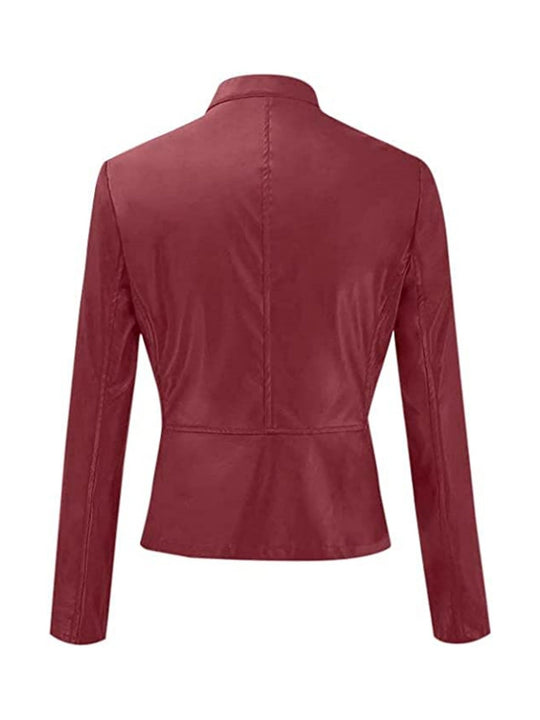 EB | Reißverschluss Vorne Kunstleder Cropped Jacke