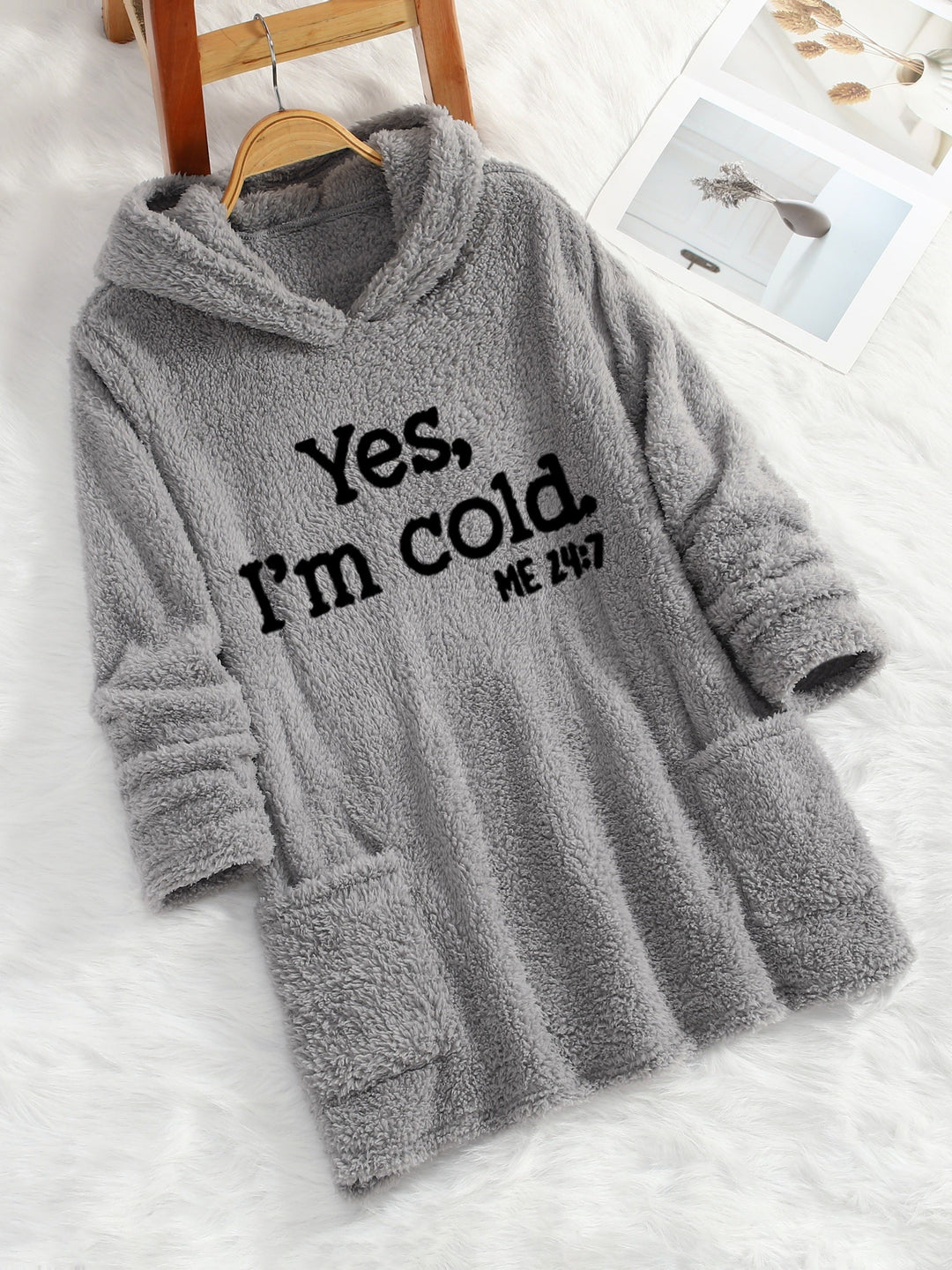 EB | Langer Hoodie mit Print Fleece Wärme und Komfort