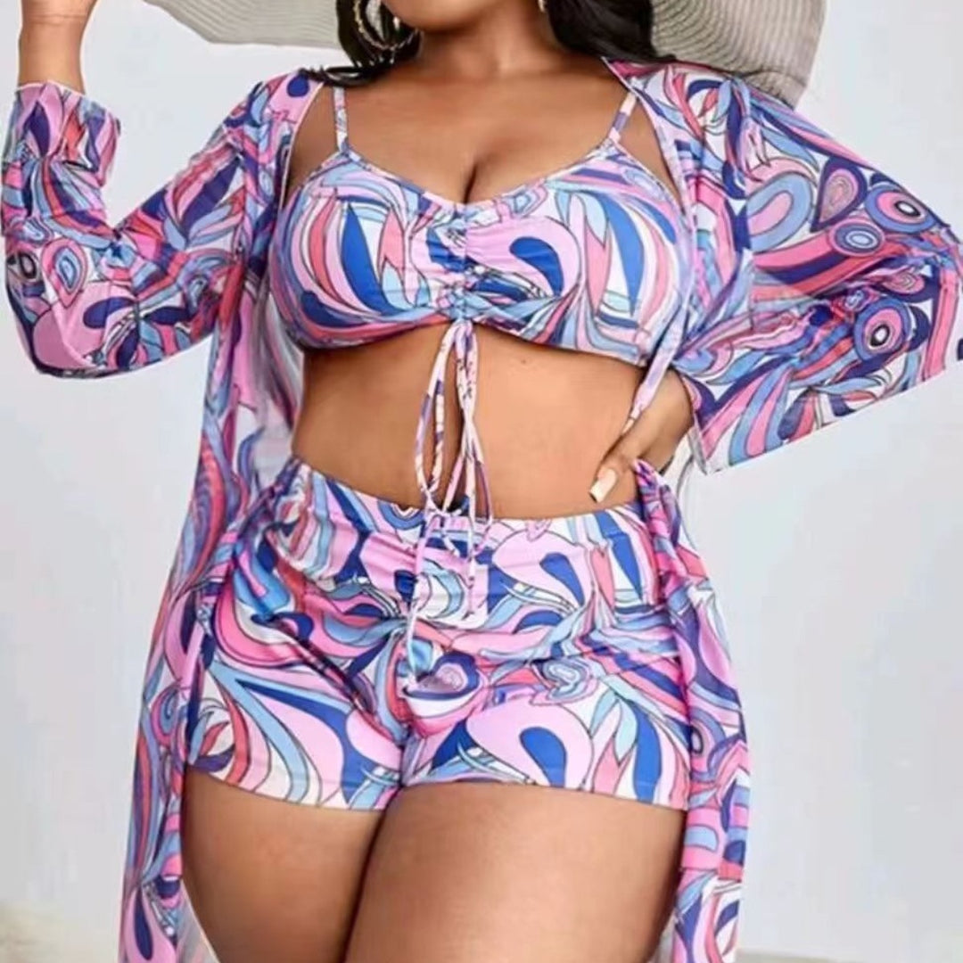 EB | Große lange Bluse hohe Taille Boxershorts Badeanzug
