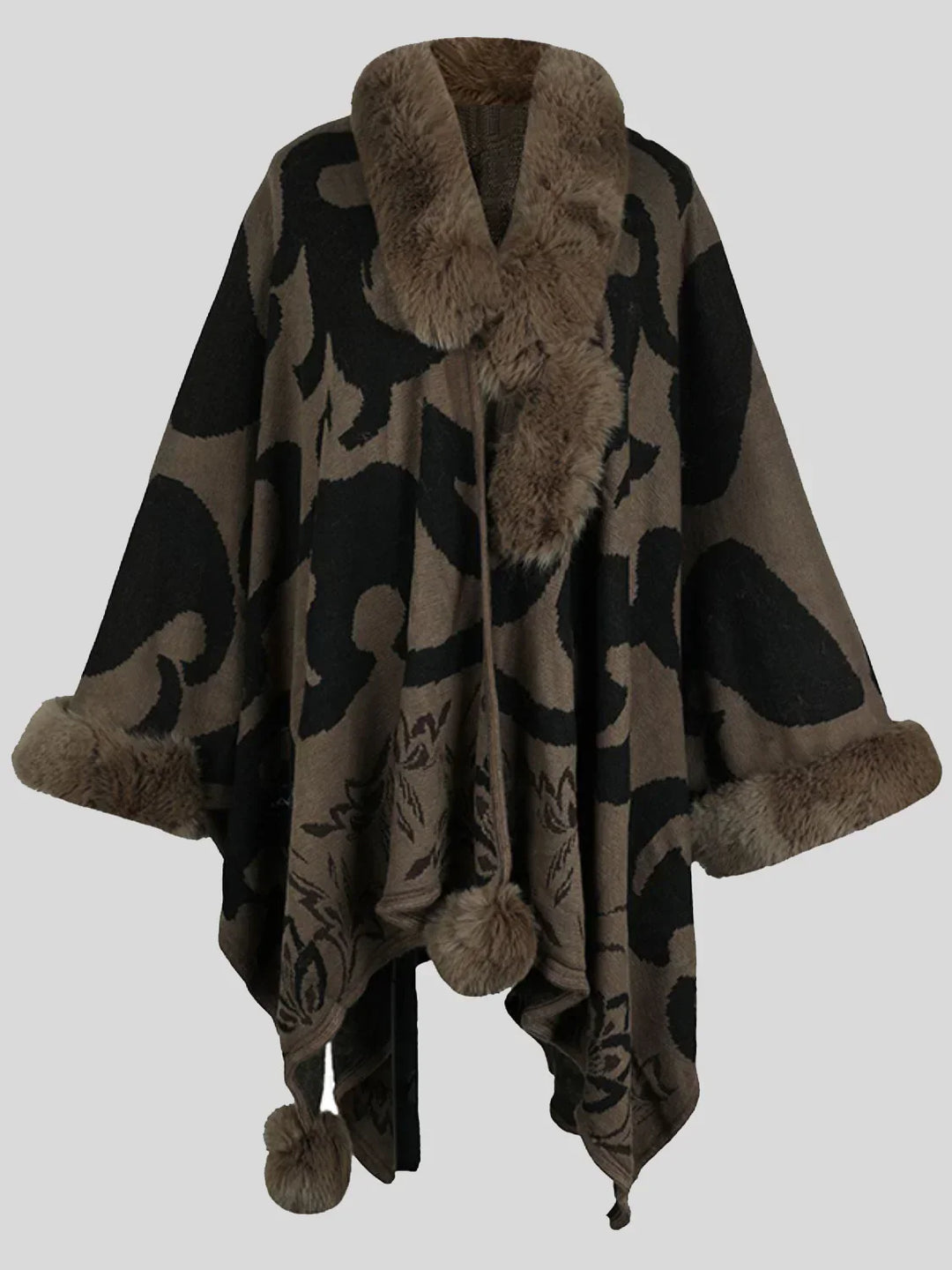 EB | Stilvolles Poncho für Den Winter mit Druck