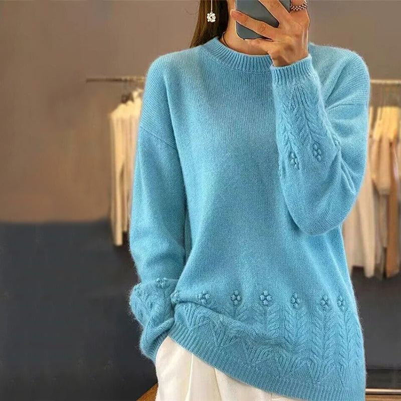 EB | Strickbluse mit Musterdetails Wolle Komfortabel und Elegant