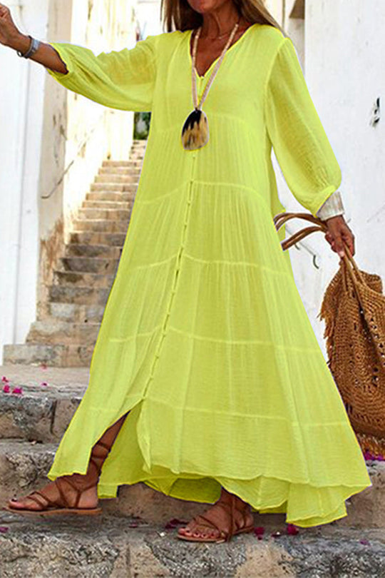 EB | Seraphina Maxikleid aus Baumwolle mit Knopfleiste und Stufen-Design