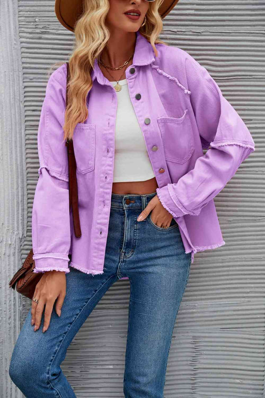 EB | Raw Hem Kragen Denimjacke