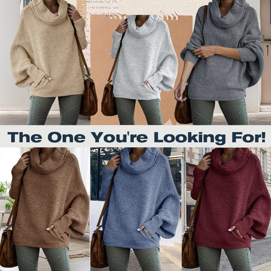 EB | Gemütlicher Batwing-Pullover mit Wasserfallausschnitt und Taschen