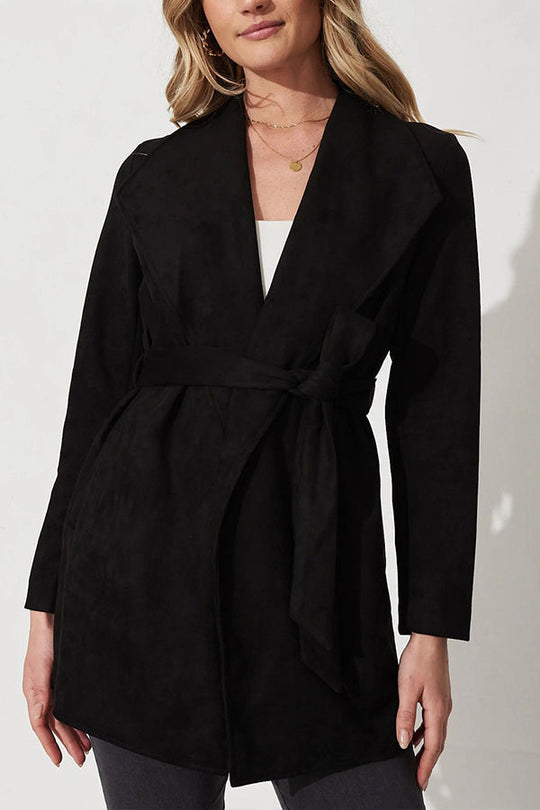 EB | Farbe Anzug Strickjacke großer Revers Wildleder langärmlige Jacke