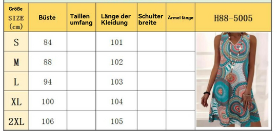 EB | Bedrucktes lässiges ärmelloses Kleid mit V-Ausschnitt für Damen
