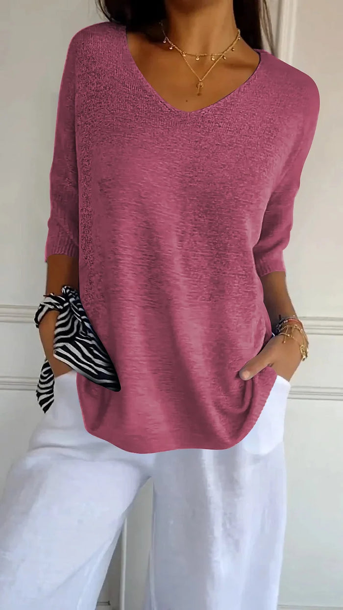 EB | Bequemes Damen Stricktop mit V-Ausschnitt