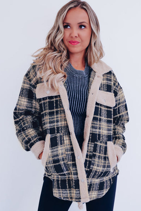 EB | Karierter Teddyjacke mit Sherpa Polyester-mischung Warm und Bequem