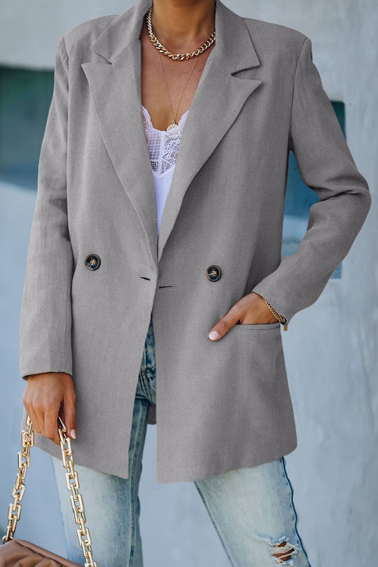 EB | Doppelreihiger Blazer mit gepolsterten Schultern und Taschen