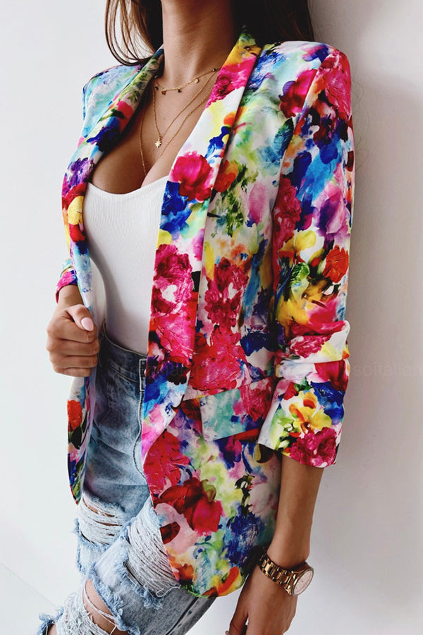 EB | Freie und Echte Florale Revers Freizeitanzug Blazer