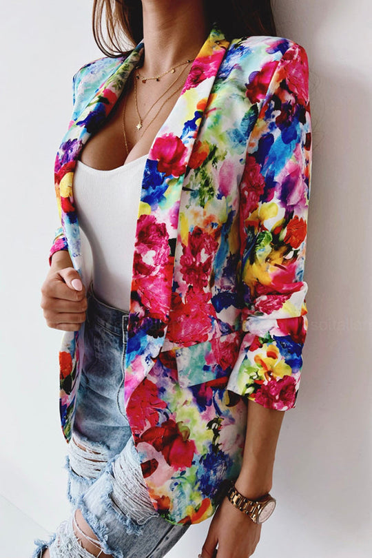 EB | Freie und Echte Florale Revers Freizeitanzug Blazer