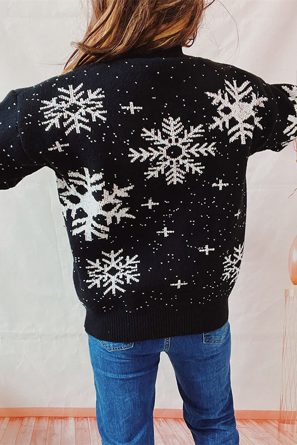 EB | Weihnachtsmuster Gestrickter Rundhalsausschnitt Langarmpullover