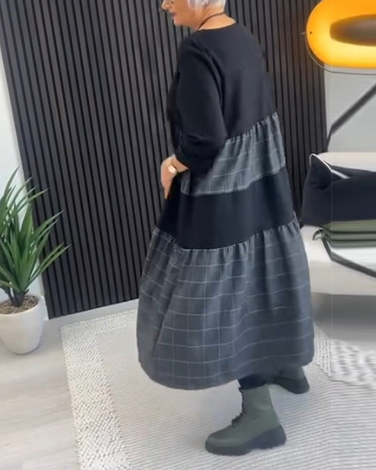 EB | Kleid mit Kariertem Patchwork und Tasche