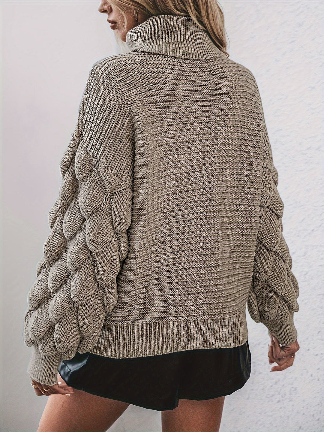 EB | Strickpullover mit Hohem Kragen Weich und Elegant Einzigartige Ärmel
