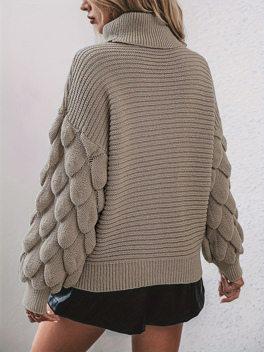 EB | Strickpullover mit Hohem Kragen Weich und Elegant Einzigartige Ärmel