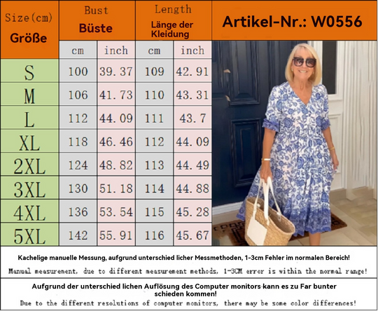 EB | Kleid mit V-Ausschnitt und Print in Übergröße