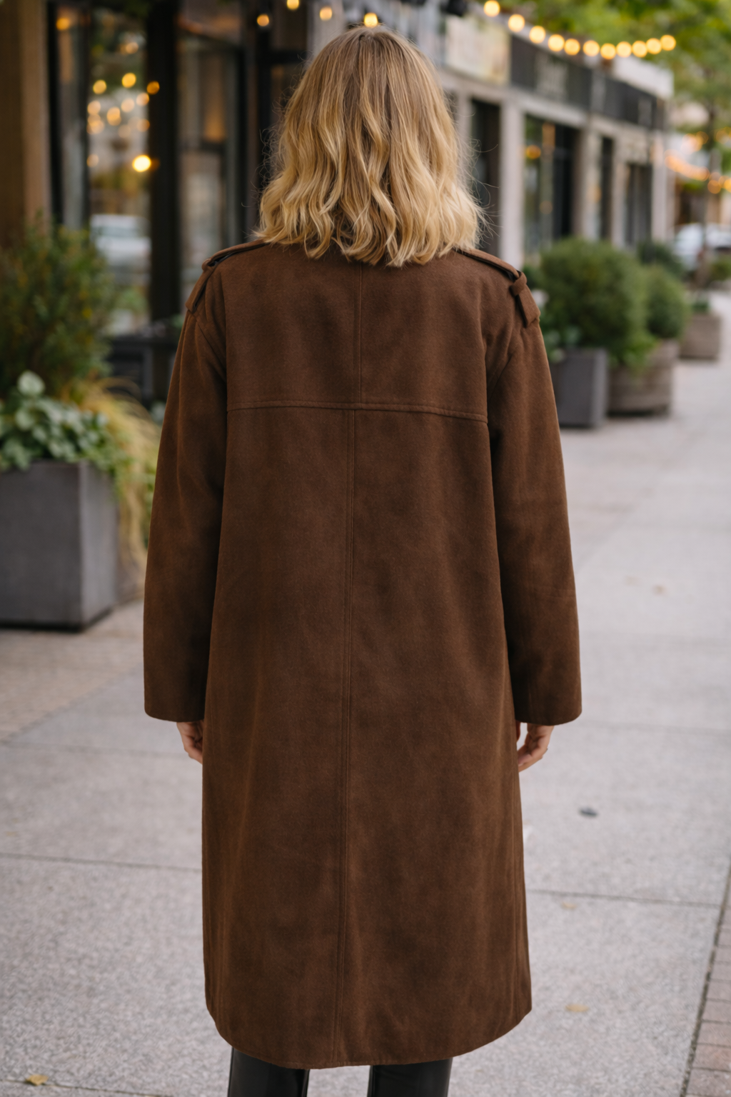 EB | Brauner Wildleder langer Mantel