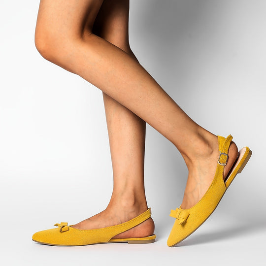 EB | Flache Slingback Sandalen mit Schleife