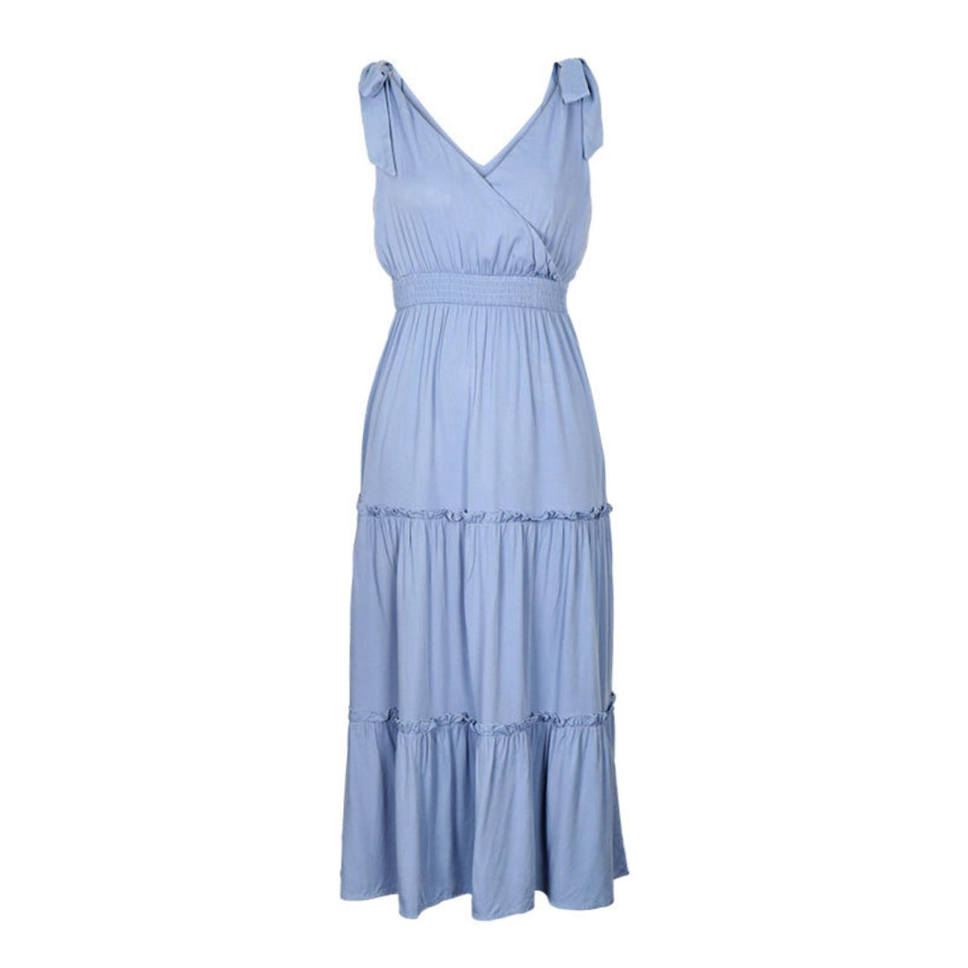 EB | Solide Farbe Strumpfhalter Pilz Rand hohe Taille Kleid