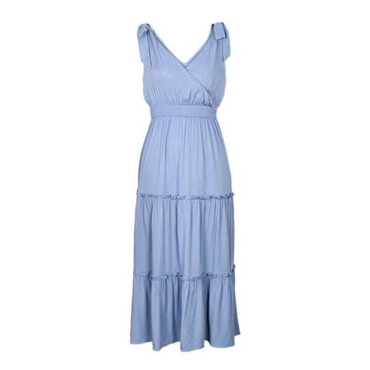 EB | Solide Farbe Strumpfhalter Pilz Rand hohe Taille Kleid